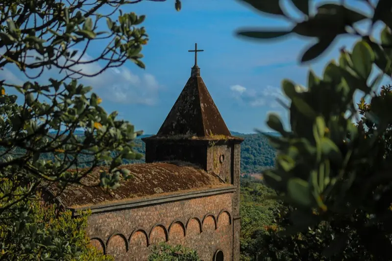 The old French church on Bokor mountain