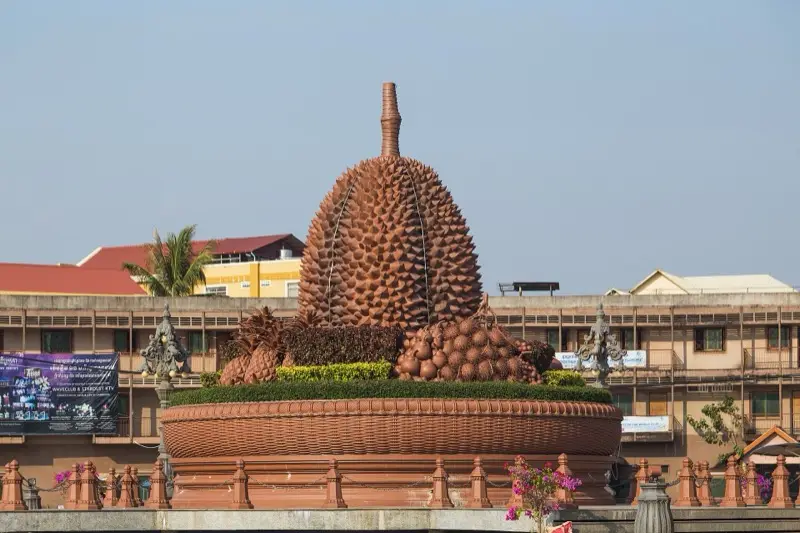 The Durian Roundabout monument in Kampot town