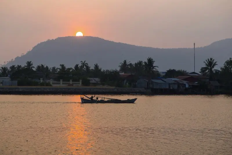 Sunset over the Kampot river